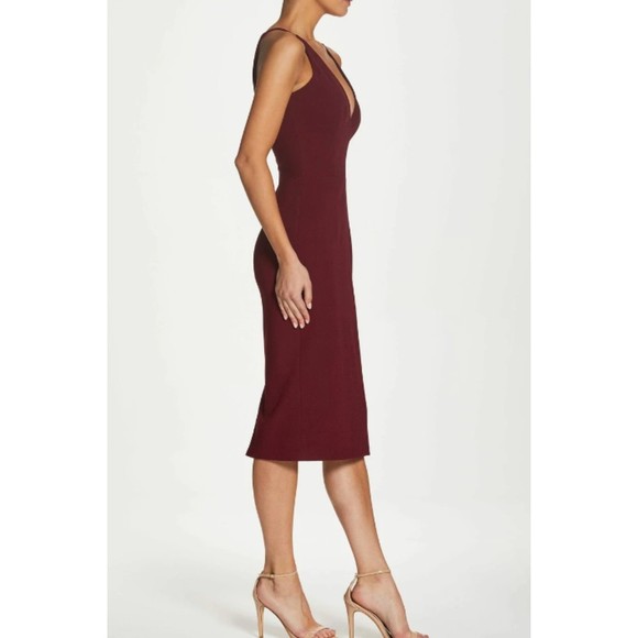 NWOT Dress The Population Lyla Sleek Form-Fitting Sheath Midi Dress in Plum XS - Picture 3 of 9
